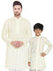 Vastramay Yellow Pure Cotton Chikankari Kurta Baap Beta Set